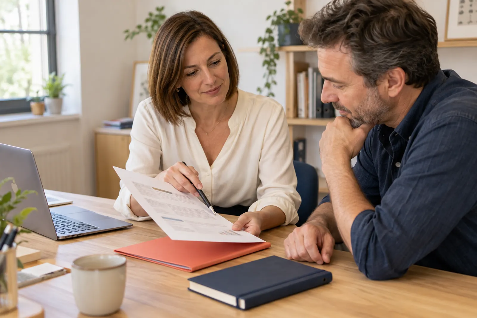 Freelance assistant presenting her sales proposal to a prospect during a sales conversation
